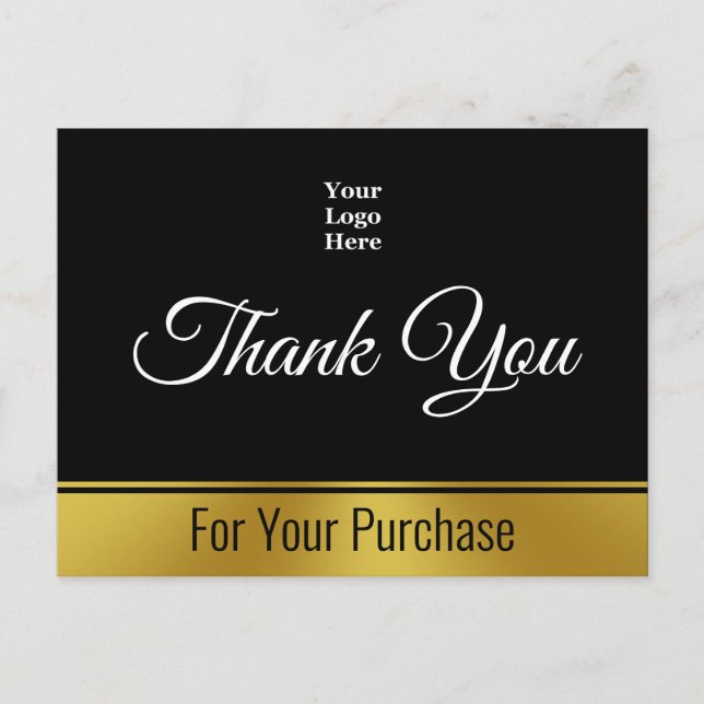 Thank You For Your Purchase 2-sided Business Logo Postcard (Front)