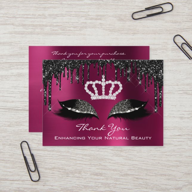 Thank You For Your Purchase Black Drips Marsala Business Card (Front/Back In Situ)