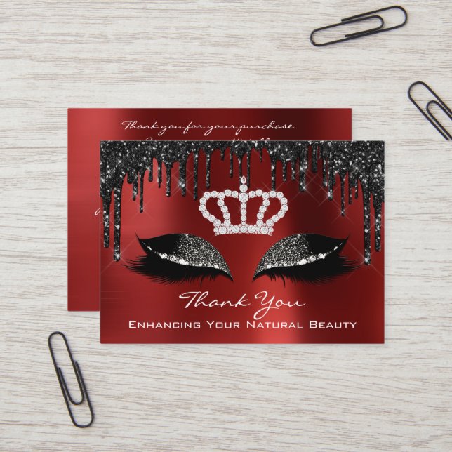 Thank You For Your Purchase Black Drips Red Ruby Business Card (Front/Back In Situ)