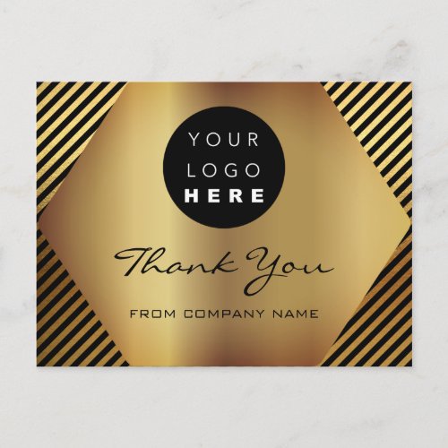 Thank You For Your Purchase Black Gold Logo Postcard
