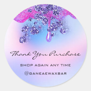 Thank You For Your Purchase Boutique Glitter Blue Classic Round Sticker