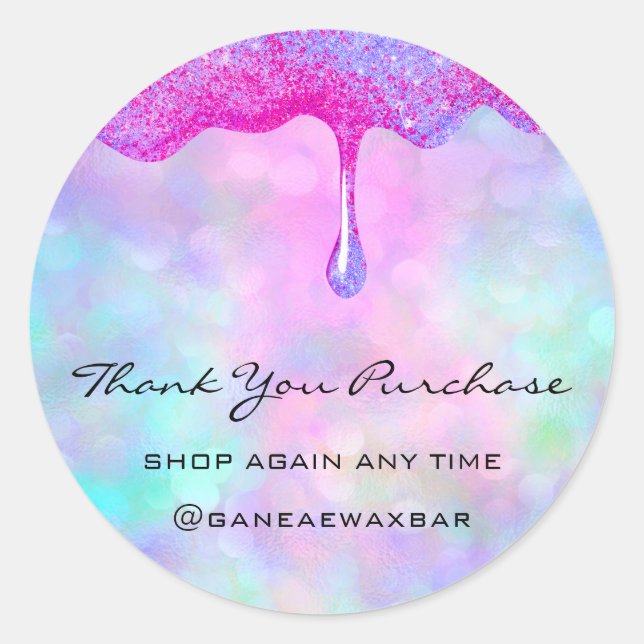 Thank You For Your Purchase Boutique Holograph Classic Round Sticker (Front)