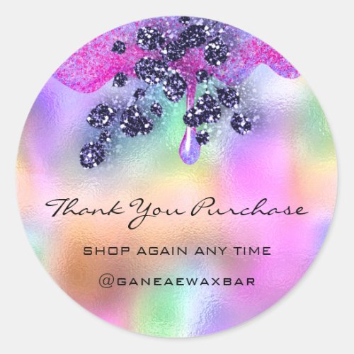 Thank You For Your Purchase Boutique Holographic Classic Round Sticker