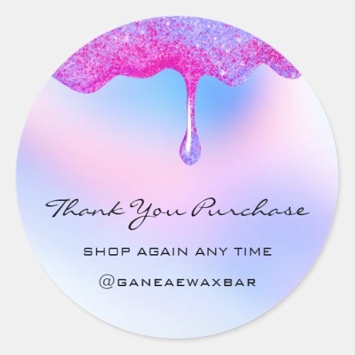 Thank You For Your Purchase Boutique Ombre Blue Classic Round Sticker
