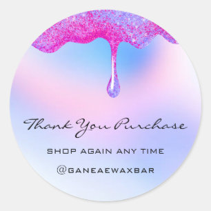 Thank You For Your Purchase Boutique Ombre Blue Classic Round Sticker
