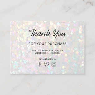 thank you for your purchase business card