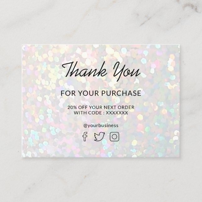 thank you for your purchase business card (Front)