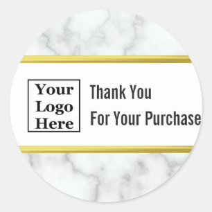 Thank You for Your Purchase Business Logo Elegant Classic Round Sticker