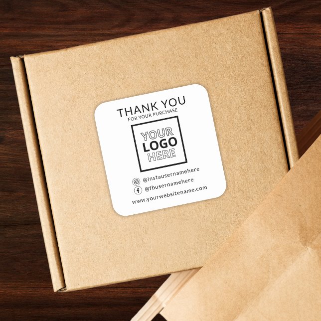Thank You For Your Purchase Business Logo Square Sticker (Thank You For Your Purchase Business Logo Square Sticker
)