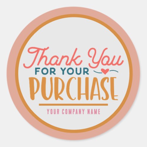 Thank You for Your Purchase Custom Business Classic Round Sticker