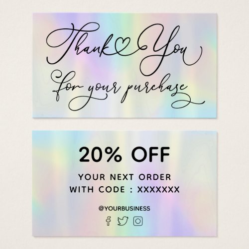 thank you for your purchase faux iridescent