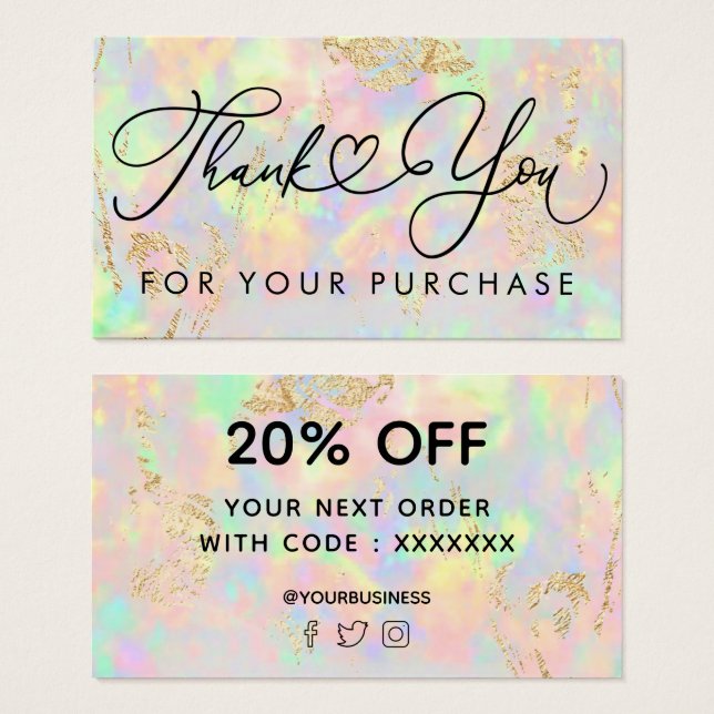 thank you for your purchase faux iridescent opal (Front & Back)