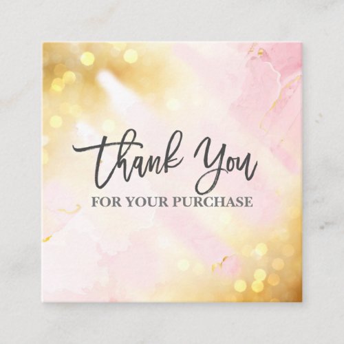 Thank You For Your Purchase Glam Pink Sparkly Square Business Card