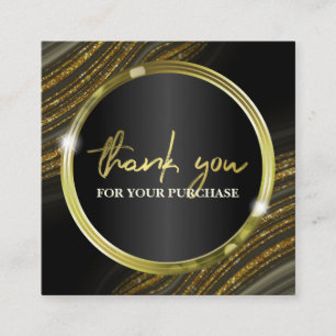 Thank You For Your Purchase Glitter Agate Gold Square Business Card