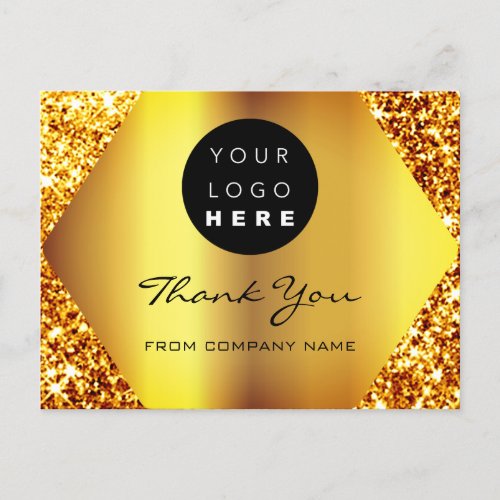 Thank You For Your Purchase Glitter Gold Logo Postcard