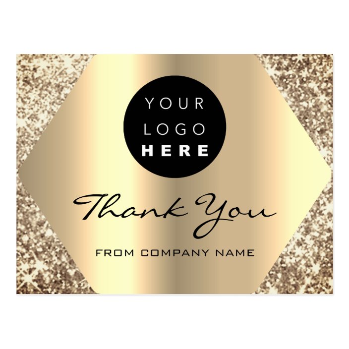 Thank You For Your Purchase Glitter Gold Logo Postcard | Zazzle.com