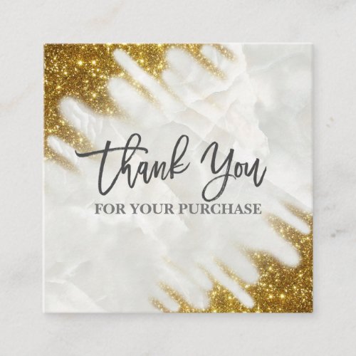 Thank You For Your Purchase Gold And Marble Square Business Card