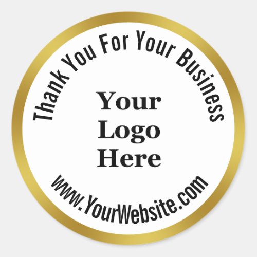 Thank You For Your Purchase Gold and White Logo Classic Round Sticker