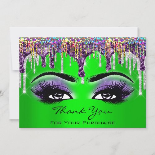 Thank You For Your Purchase Green Holograph Holiday Card