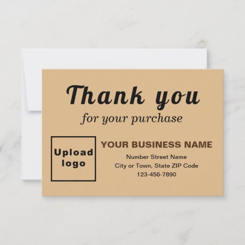 Thank You For Your Purchase Light Brown Flat Card