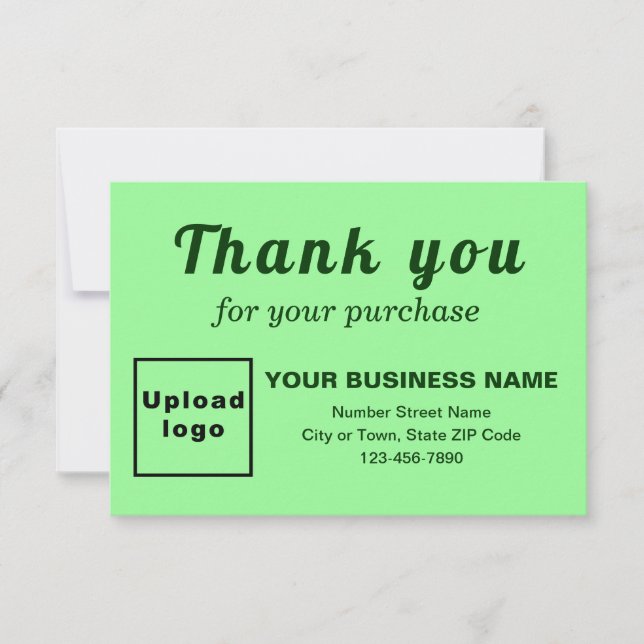 Thank You For Your Purchase Light Green Flat Card (Front)