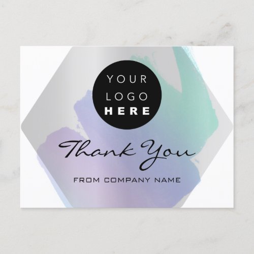 Thank You For Your Purchase Logo Blue Gray Postcard