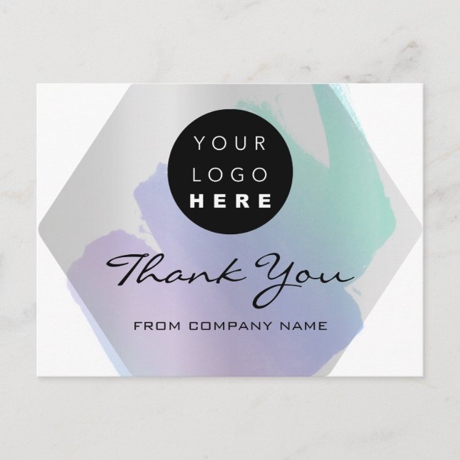 Thank You For Your Purchase Logo Blue Gray Postcard (Front)