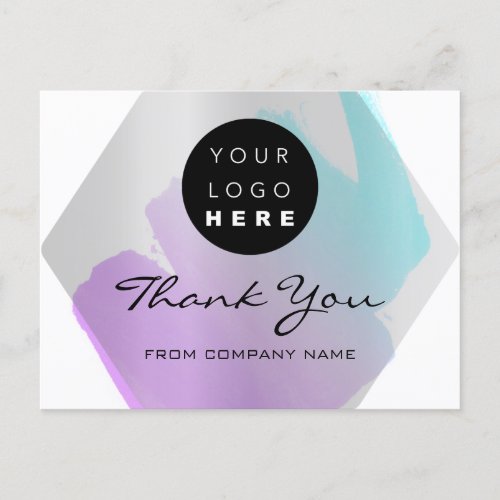 Thank You For Your Purchase Logo Purple White Postcard
