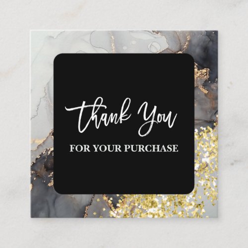 Thank You For Your Purchase Lush Black Gold Ink Square Business Card