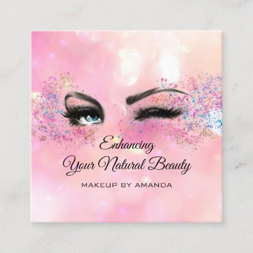 Thank You For Your Purchase Makeup Pink Square Business Card