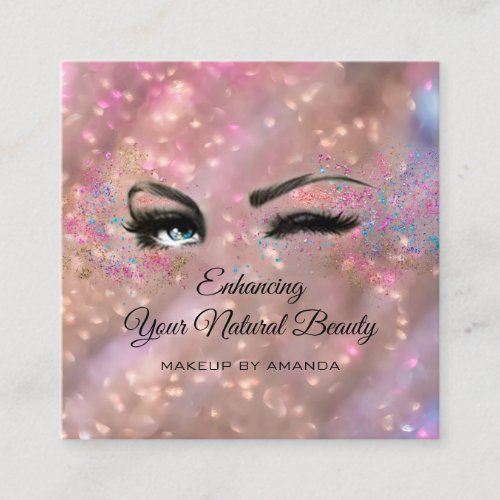 Thank You For Your Purchase Makeup Rose Square Business Card