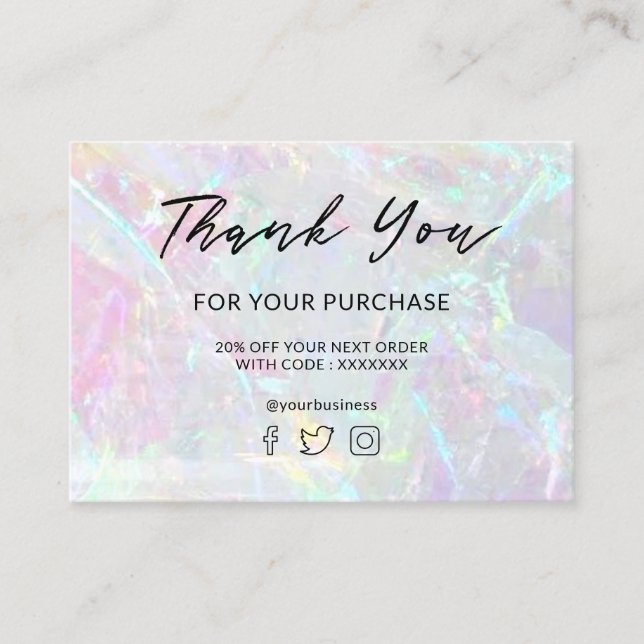  thank you for your purchase mineral stone business card (Front)