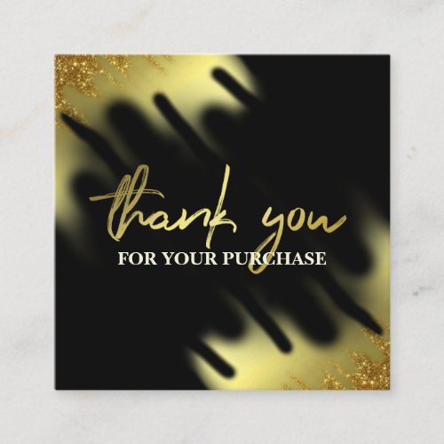 Thank You For Your Purchase Modern Gold And Black Square Business Card