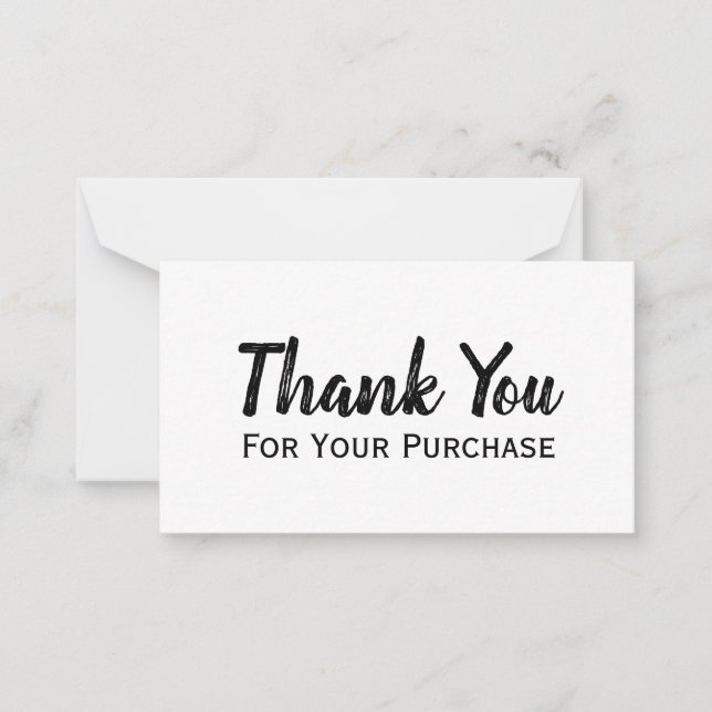 Thank You For Your Purchase Modern Minimal Script Note Card (Front)
