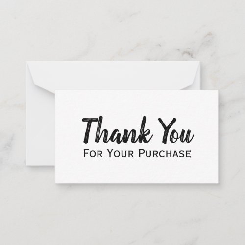 Thank You For Your Purchase Modern Minimal Script Note Card