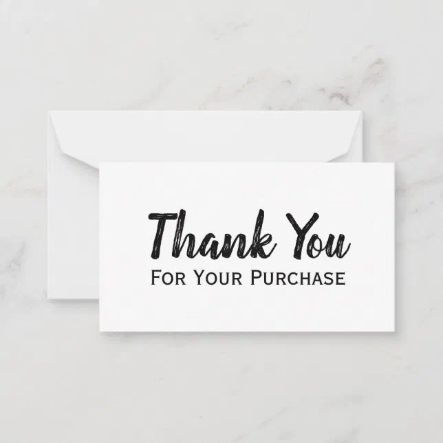 Thank You For Your Purchase Modern Minimal Script Note Card 