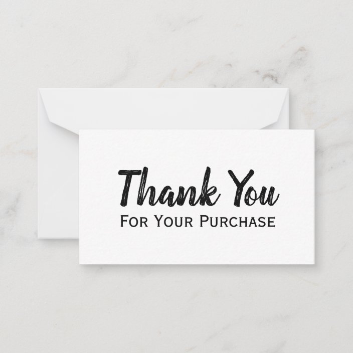 Thank You For Your Purchase Modern Minimal Script Note Card | Zazzle.com