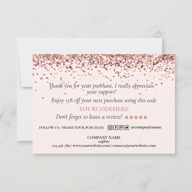 thank you for your purchase modern script heart note card (Back)