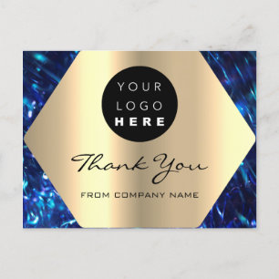 Thank You For Your Purchase Navy Gold Logo Postcard