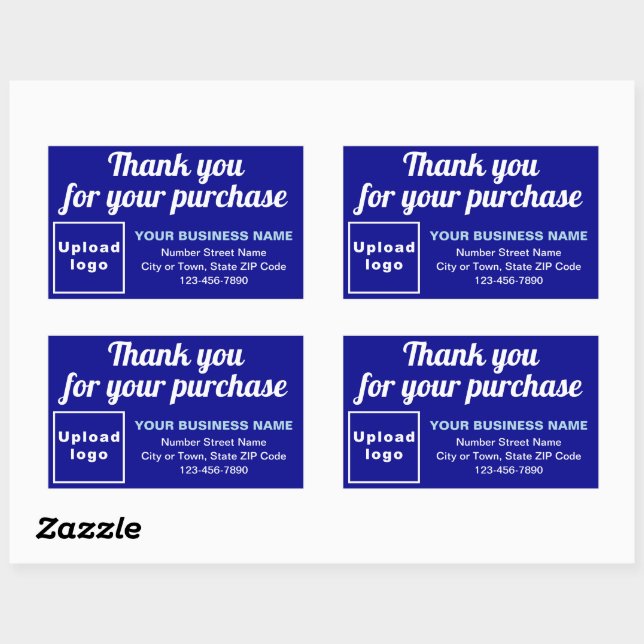 Thank You For Your Purchase on Blue Rectangular Sticker (Sheet)