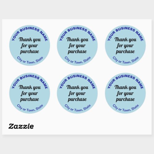 Thank You For Your Purchase on Light Blue Classic Round Sticker