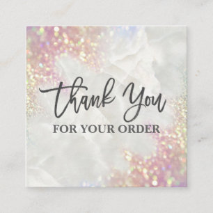 Thank You For Your Purchase Opal Glitter Marble Square Business Card