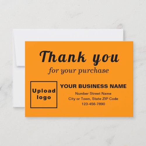 Thank You For Your Purchase Orange Color Flat Card