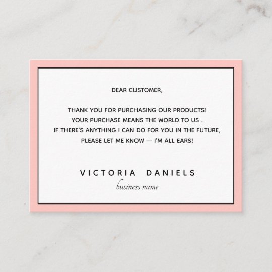 Thank you for your purchase Pink Feminine Enclosure Card