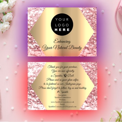 Thank You For Your Purchase Pink Gold Logo Business Card