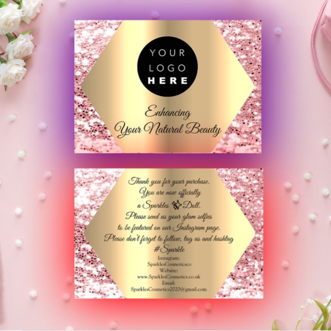 Thank You For Your Purchase Pink Gold Logo Business Card (Thank You For Your Purchase Pink Gold Logo Business Card)