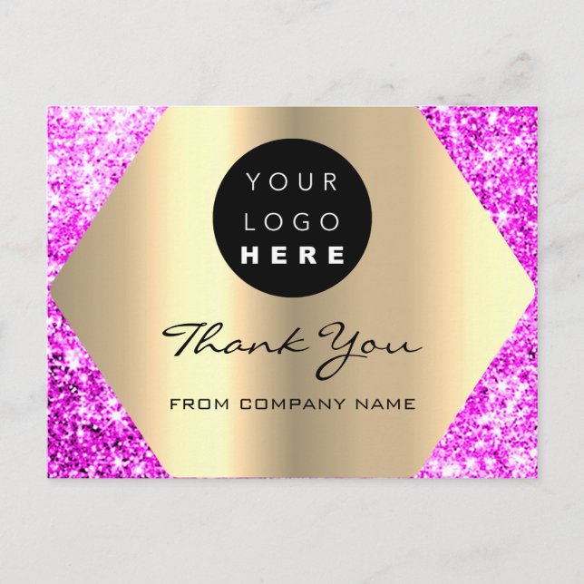 Thank You For Your Purchase Pink Gold Logo Postcard (Front)