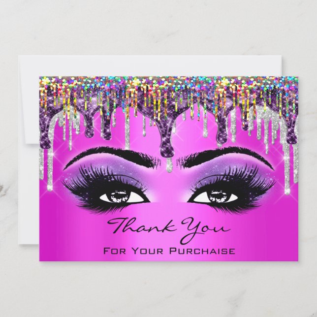 Thank You For Your Purchase Pink Makeup Holiday Card (Front)