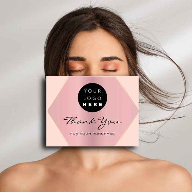 Thank You For Your Purchase Pink Rose Gold Logo Postcard (Thank You For Your Purchase Pink Rose Gold Logo Postcard)