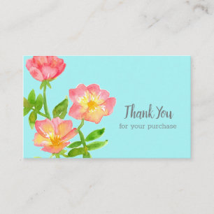 Thank You For Your Purchase Pink Roses Business Card